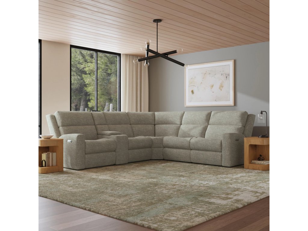 Score Fabric Power Reclining Sectional with Power Headrest & Lumbar - image 1