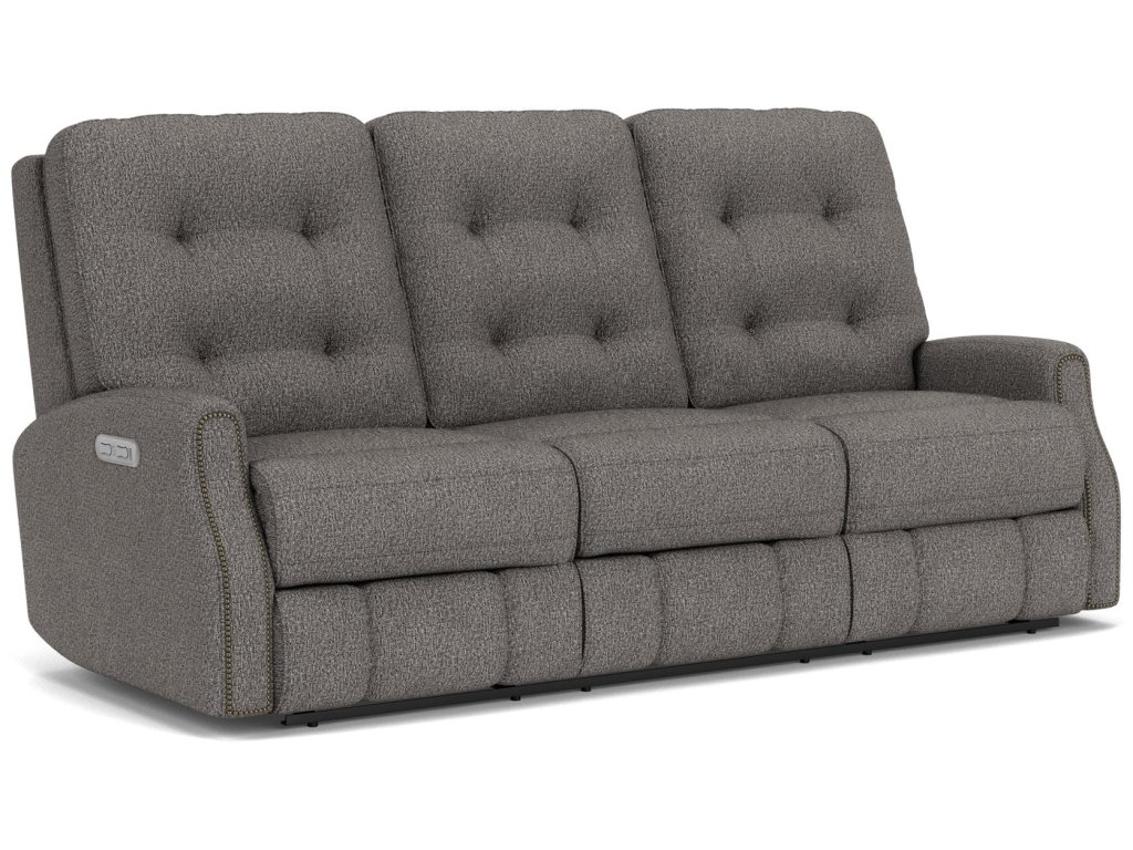 Devon Fabric Power Reclining Sofa with Power Headrests - main image