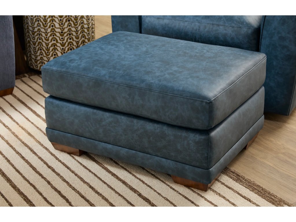 Jewel Fabric & Leather Ottoman - main image