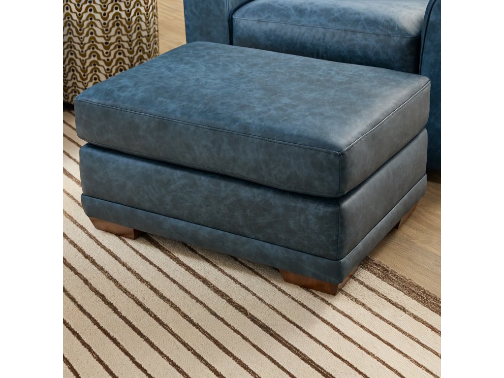 Jewel Fabric & Leather Ottoman - image 1