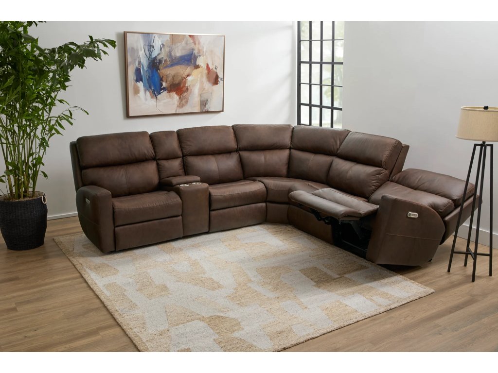 Score Leather Power Reclining Sectional with Power Headrest & Lumbar - main image