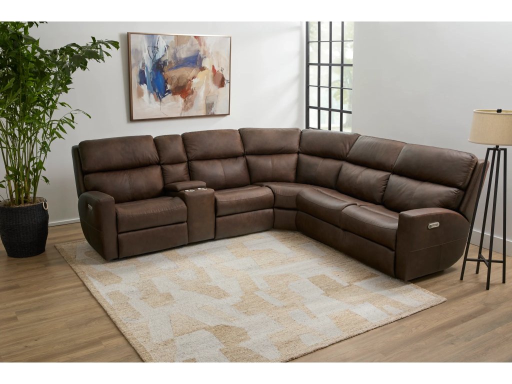 Score Leather Power Reclining Sectional with Power Headrest & Lumbar - image 4