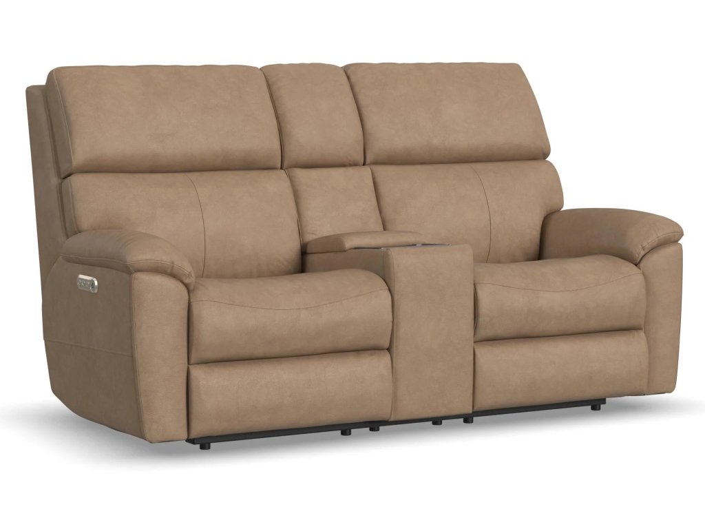 Porter Leather Power Reclining Loveseat with Console, Power Headrest, & Lumbar - main image