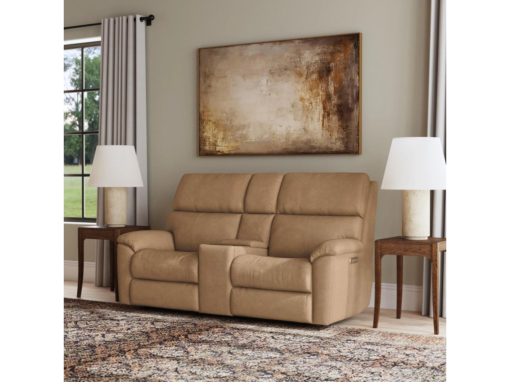 Porter Leather Power Reclining Loveseat with Console, Power Headrest, & Lumbar - image 1