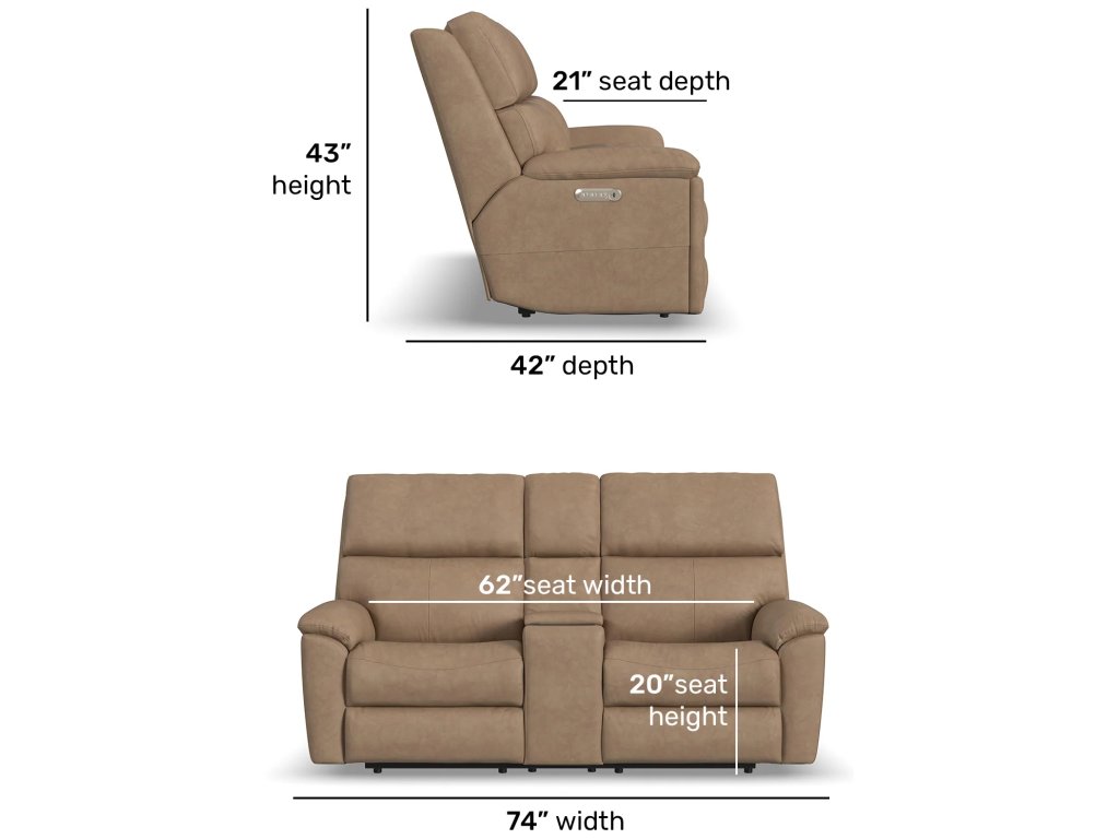 Porter Leather Power Reclining Loveseat with Console, Power Headrest, & Lumbar - image 4