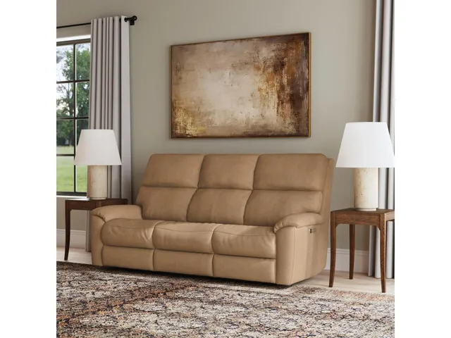 Porter Leather Power Reclining Sofa with Console, Power Headrest, & Lumbar