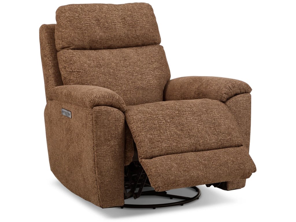 Refined Fabric Power Swivel Gliding Recliner with Power Headrest & Lumbar - image 3