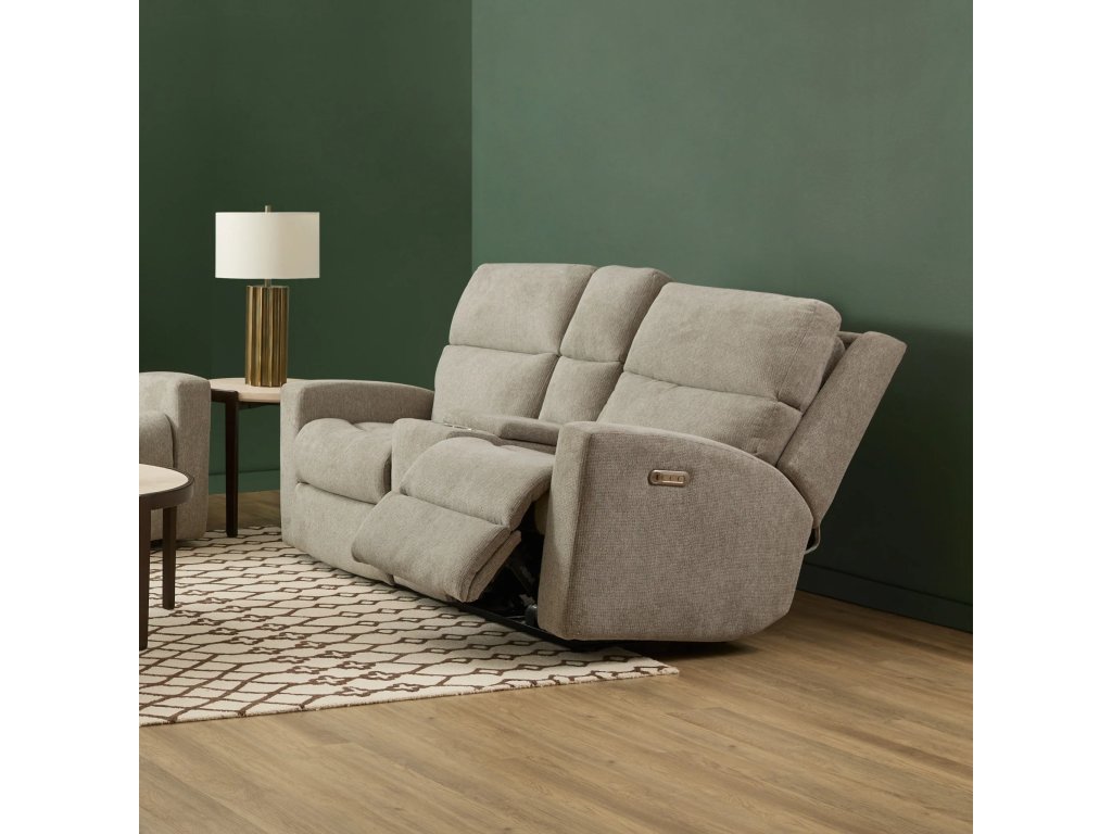 Score Fabric Power Reclining Loveseat with Console & Power Headrests & Lumbar - image 1
