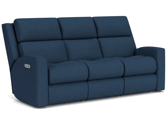 Score Fabric Power Reclining Sofa with Power Headrests & Lumbar
