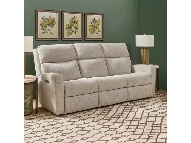 Score Fabric Power Reclining Sofa with Power Headrests & Lumbar