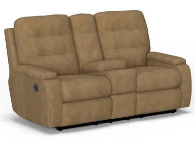 Kerrie Fabric Power Reclining Loveseat with Console