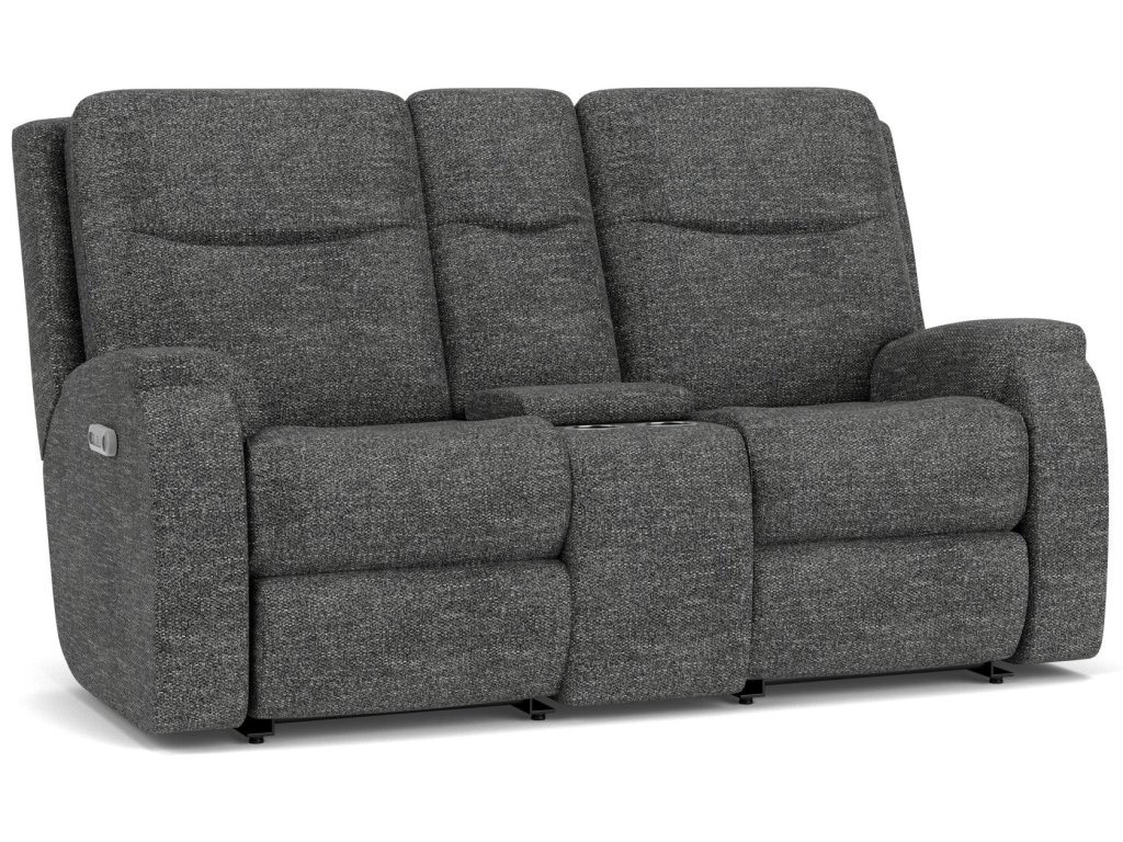 Penn Fabric Power Reclining Loveseat with Console & Power Headrests & Lumbar - main image