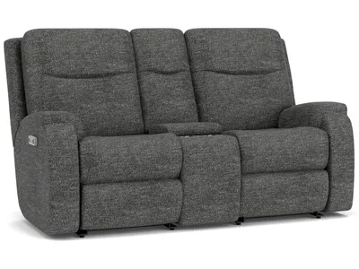 Penn Fabric Power Reclining Loveseat with Console & Power Headrests & Lumbar