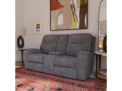 Penn Fabric Power Reclining Loveseat with Console & Power Headrests & Lumbar - Alternative View