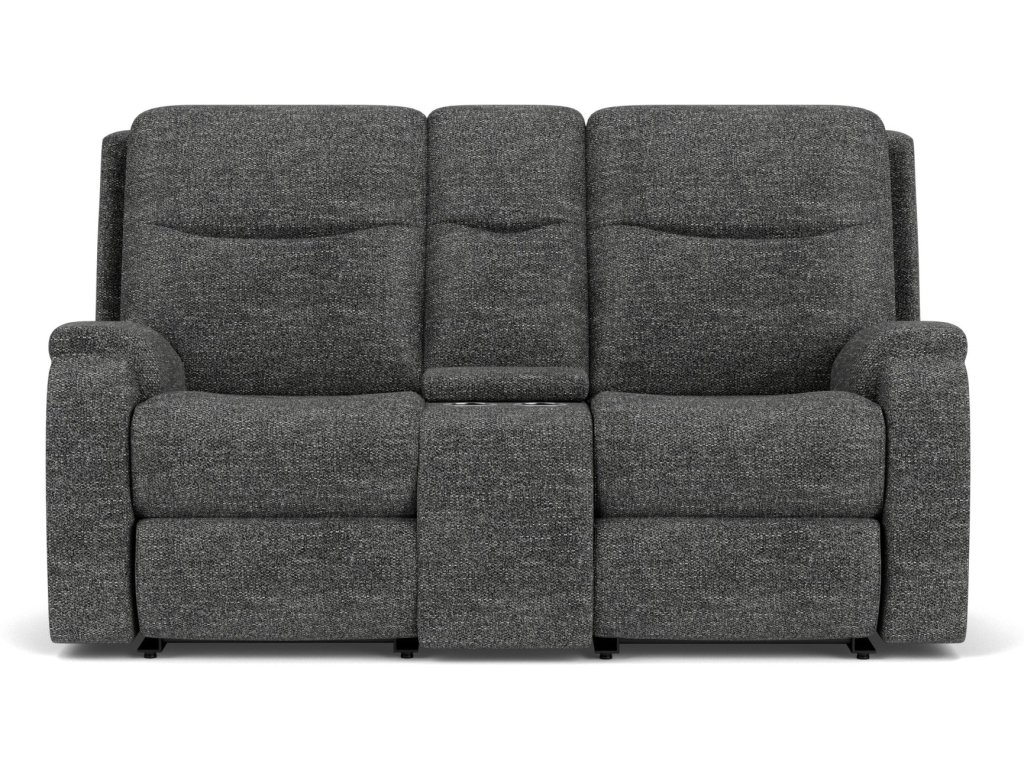 Penn Fabric Power Reclining Loveseat with Console & Power Headrests & Lumbar - image 2