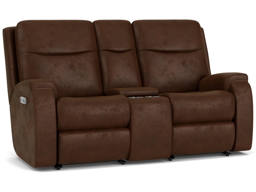 Penn Fabric Power Reclining Loveseat with Console & Power Headrests & Lumbar - image 4
