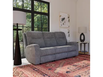 Penn Fabric Power Reclining Sofa with Power Headrests & Lumbar