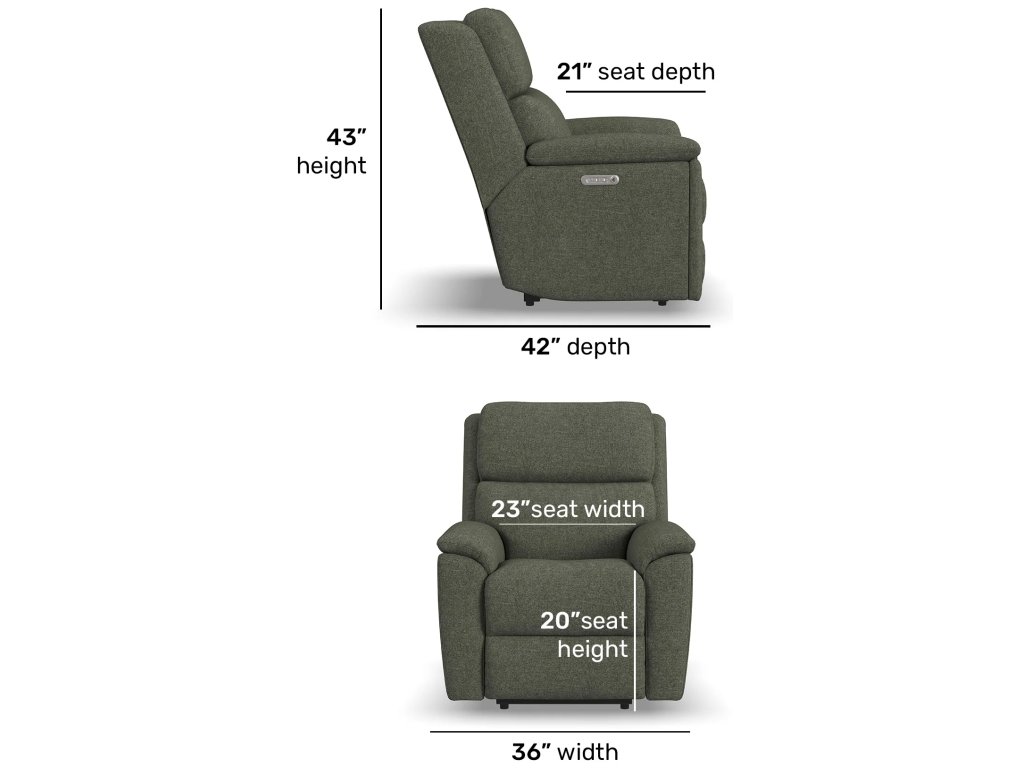 Porter Fabric & Leather Power Recliner with Power Headrest & Lumbar - image 4