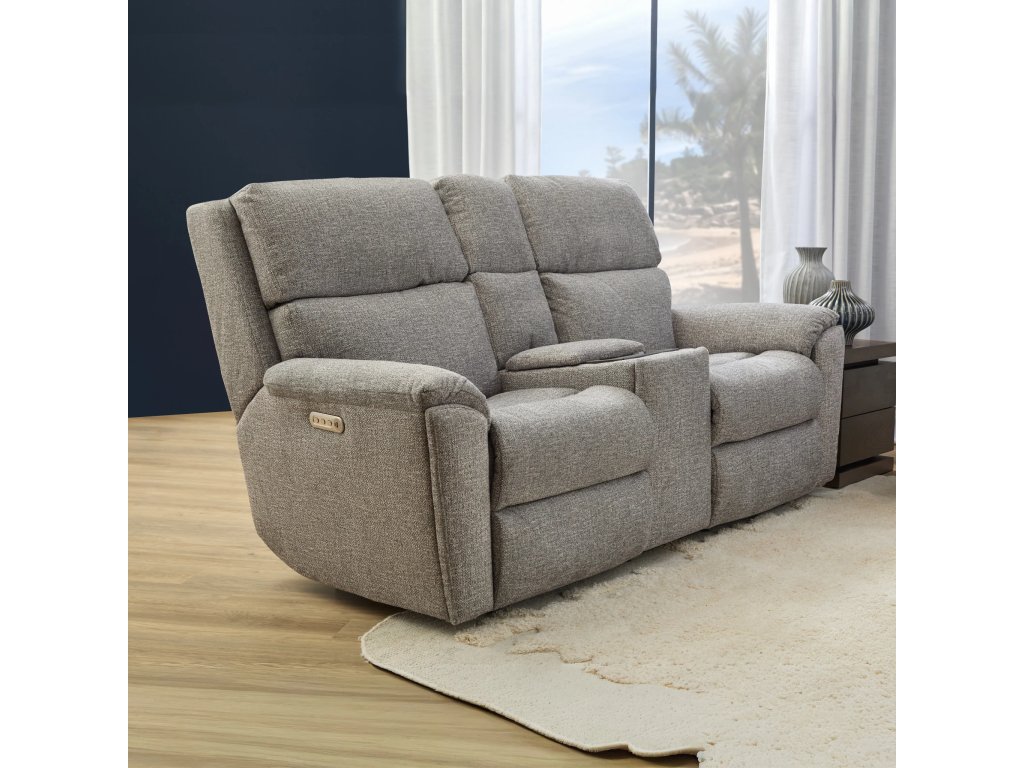 Porter Fabric & Leather Power Reclining Loveseat with Console, Power Headrest, & Lumbar - image 1