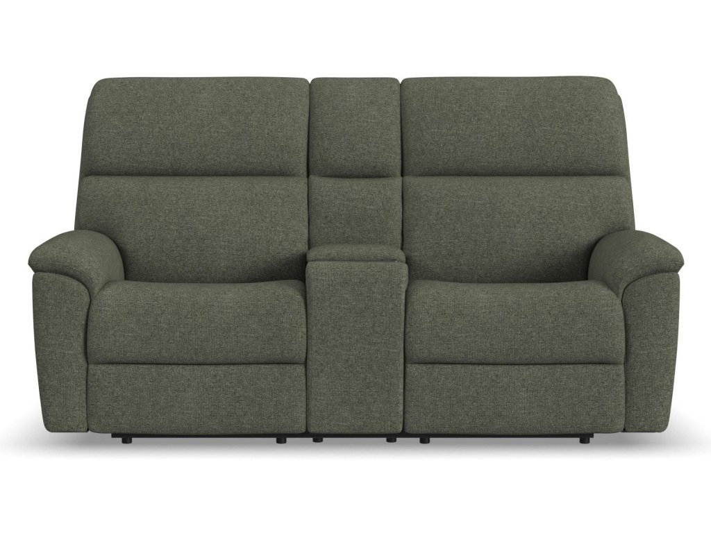 Porter Fabric & Leather Power Reclining Loveseat with Console, Power Headrest, & Lumbar - image 2