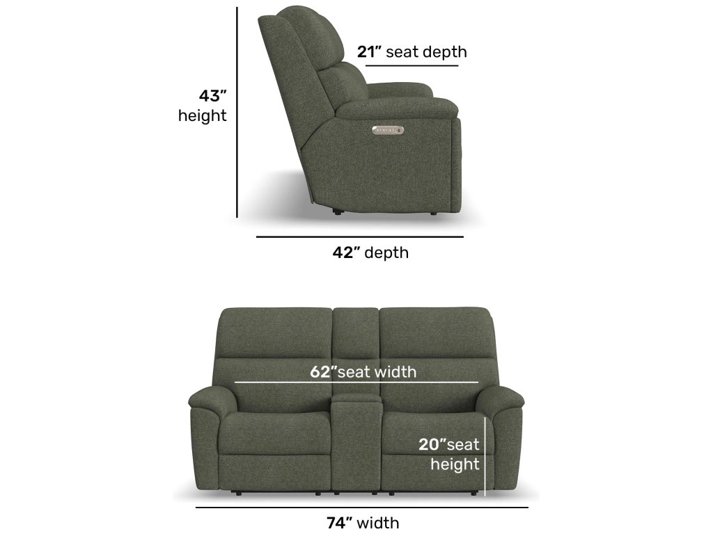 Porter Fabric & Leather Power Reclining Loveseat with Console, Power Headrest, & Lumbar - image 4
