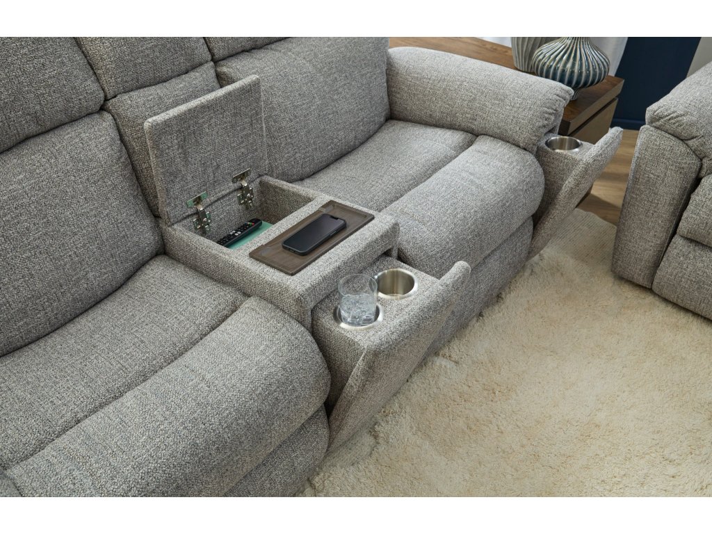 Porter Fabric & Leather Power Reclining Loveseat with Console, Power Headrest, & Lumbar - image 6