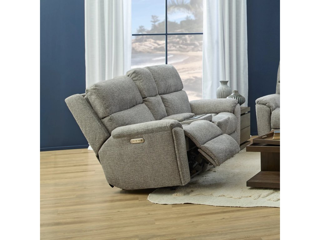 Porter Fabric & Leather Power Reclining Loveseat with Console, Power Headrest, & Lumbar - image 7