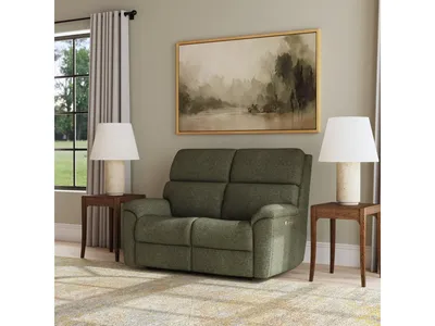 Porter Fabric & Leather Power Reclining Loveseat with Power Headrest & Lumbar - Alternative View