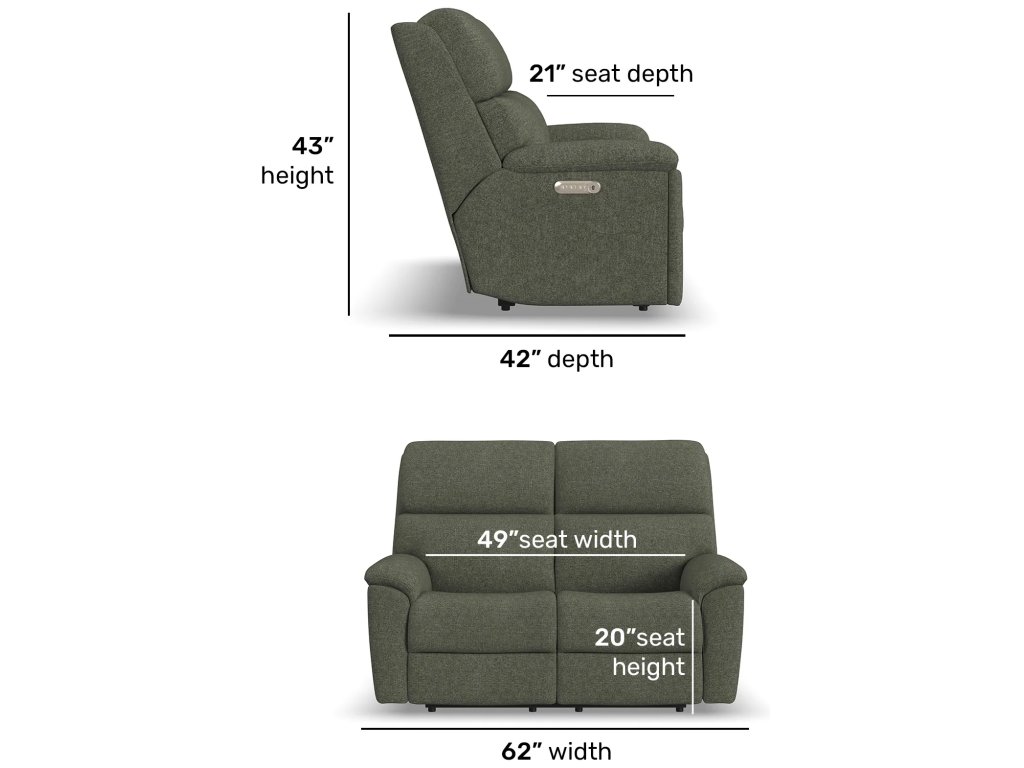 Porter Fabric & Leather Power Reclining Loveseat with Power Headrest & Lumbar - image 4