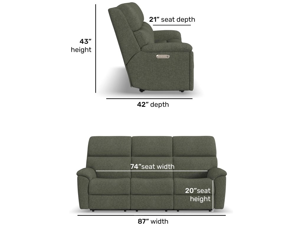 Porter Fabric & Leather Power Reclining Sofa with Console, Power Headrest, & Lumbar - image 4