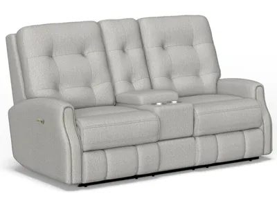 Devon Fabric Power Reclining Loveseat with Console & Power Headrests