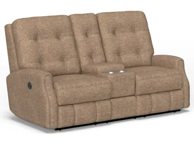 Devon Fabric Power Reclining Loveseat with Console