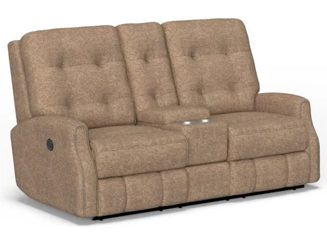 Devon Fabric Power Reclining Loveseat with Console