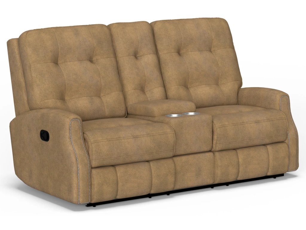 Devon Fabric Reclining Loveseat with Console - image 1