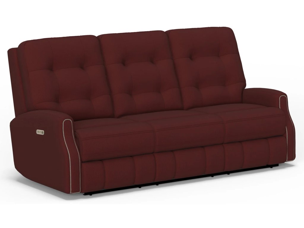 Devon Fabric Power Reclining Sofa with Power Headrests - main image