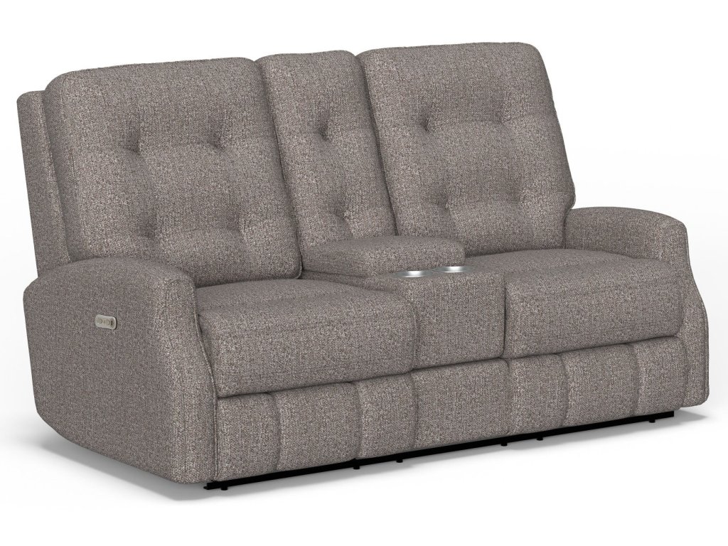 Devon Fabric Power Reclining Loveseat with Console & Power Headrests - main image