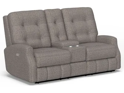 Devon Fabric Power Reclining Loveseat with Console & Power Headrests