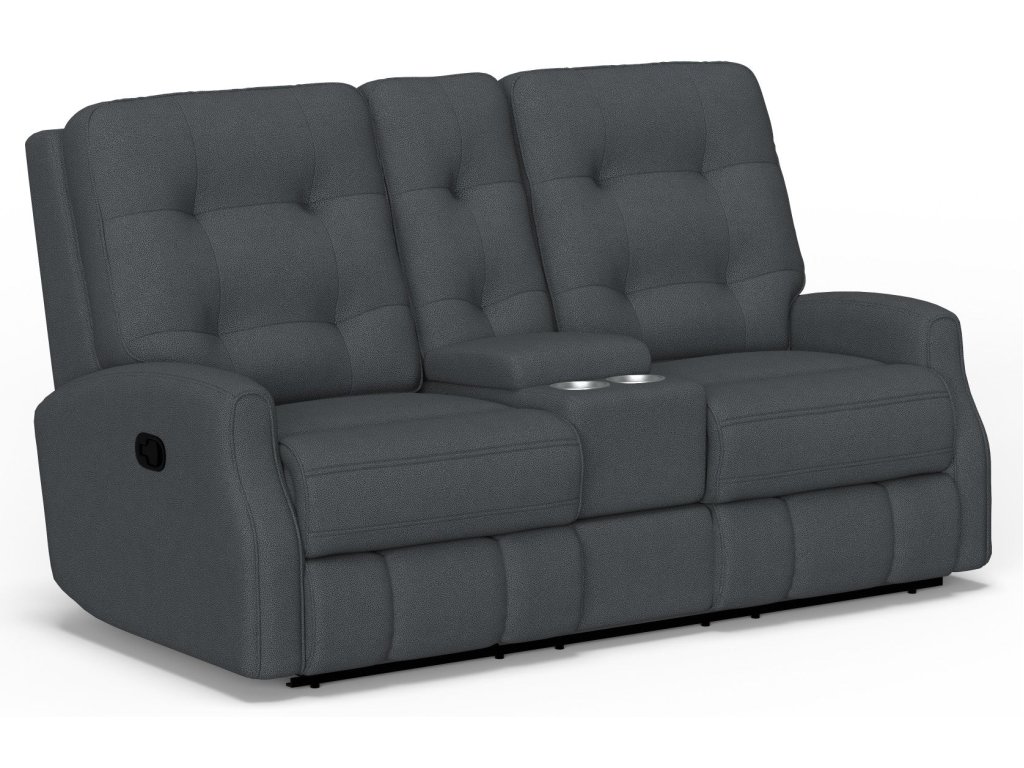 Devon Fabric Reclining Loveseat with Console - main image