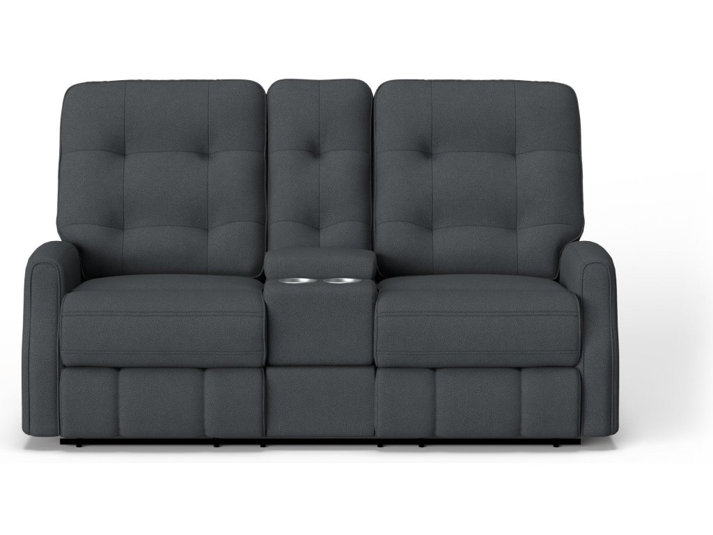 Devon Fabric Reclining Loveseat with Console - image 1