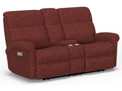 Davis Fabric Power Reclining Loveseat with Console & Power Headrests