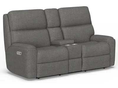 Rio Fabric Power Reclining Loveseat with Console & Power Headrests - Alternative View