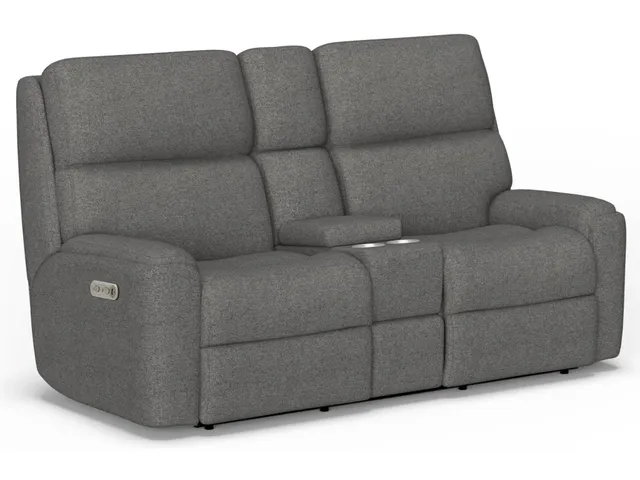Rio Fabric Power Reclining Loveseat with Console & Power Headrests