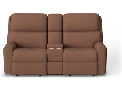 Rio Fabric Power Reclining Loveseat with Console & Power Headrests