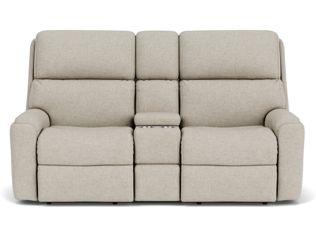 Rio Fabric Reclining Loveseat with Console - image 1
