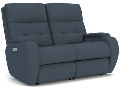 Strait Fabric Power Reclining Loveseat with Power Headrests