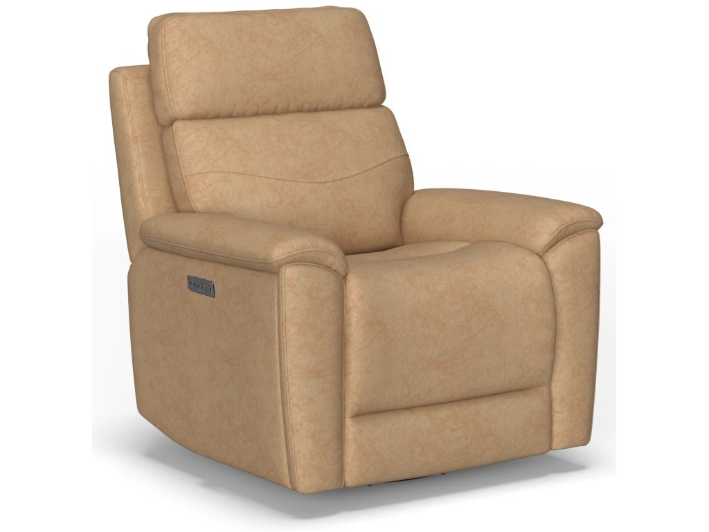 Refined Leather Power Swivel Gliding Recliner with Power Headrest & Lumbar - main image