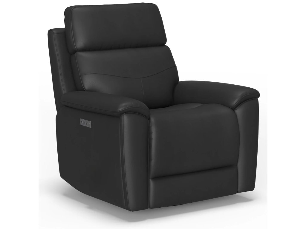 Refined Leather Power Swivel Gliding Recliner with Power Headrest & Lumbar - image 3