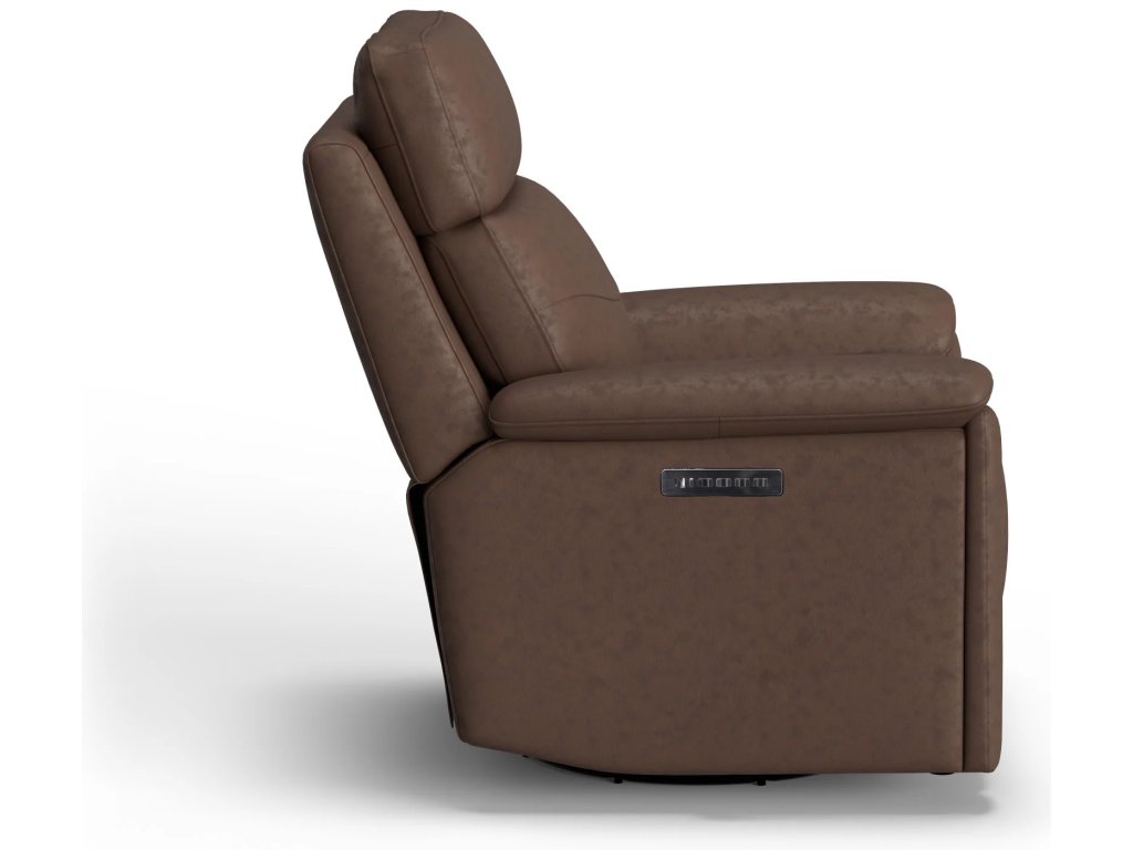Refined Leather Power Swivel Gliding Recliner with Power Headrest & Lumbar - image 7