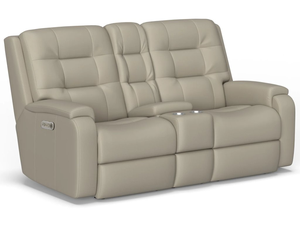 Arlo Leather Power Reclining Loveseat with Console & Power Headrests - main image