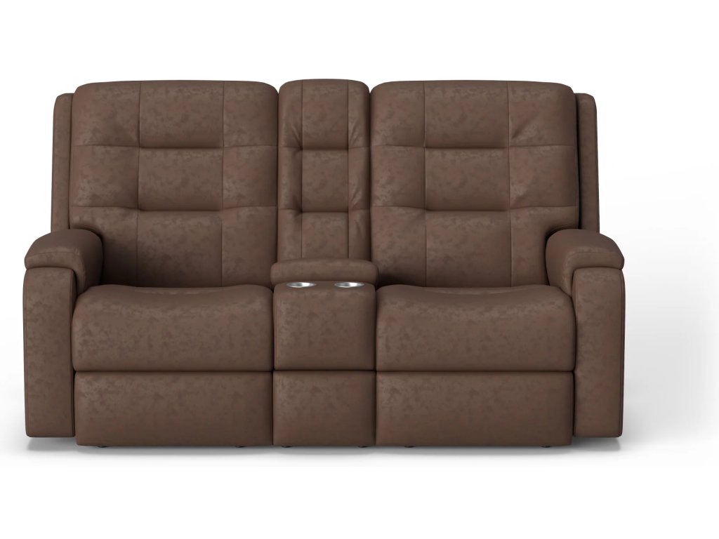 Arlo Leather Power Reclining Loveseat with Console & Power Headrests - image 1